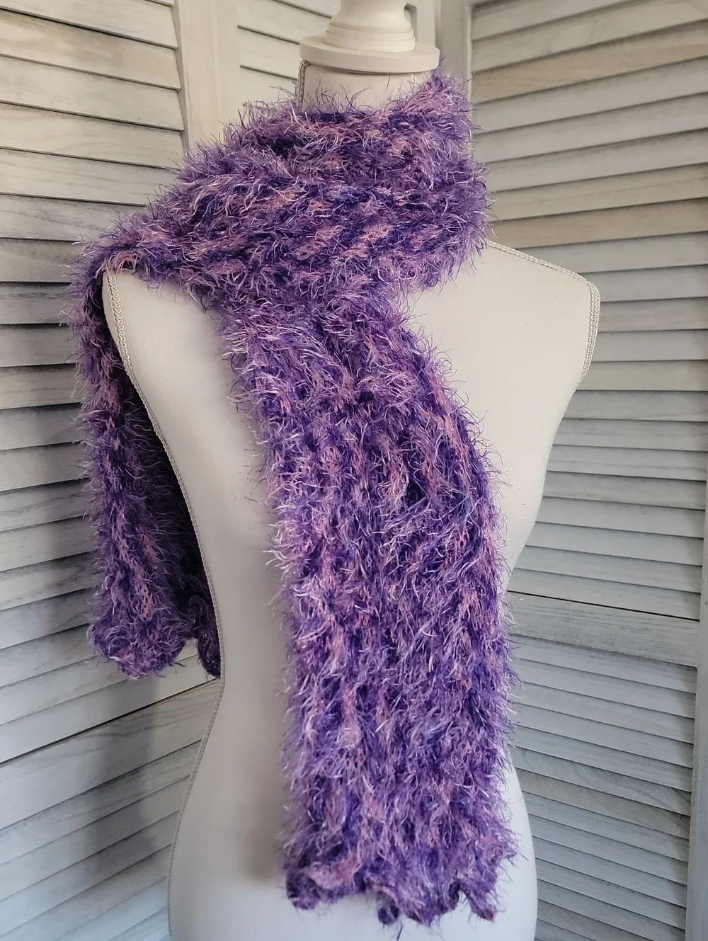 Magic Fuzzy Purple and Pink Eyelash Yarn Scarf